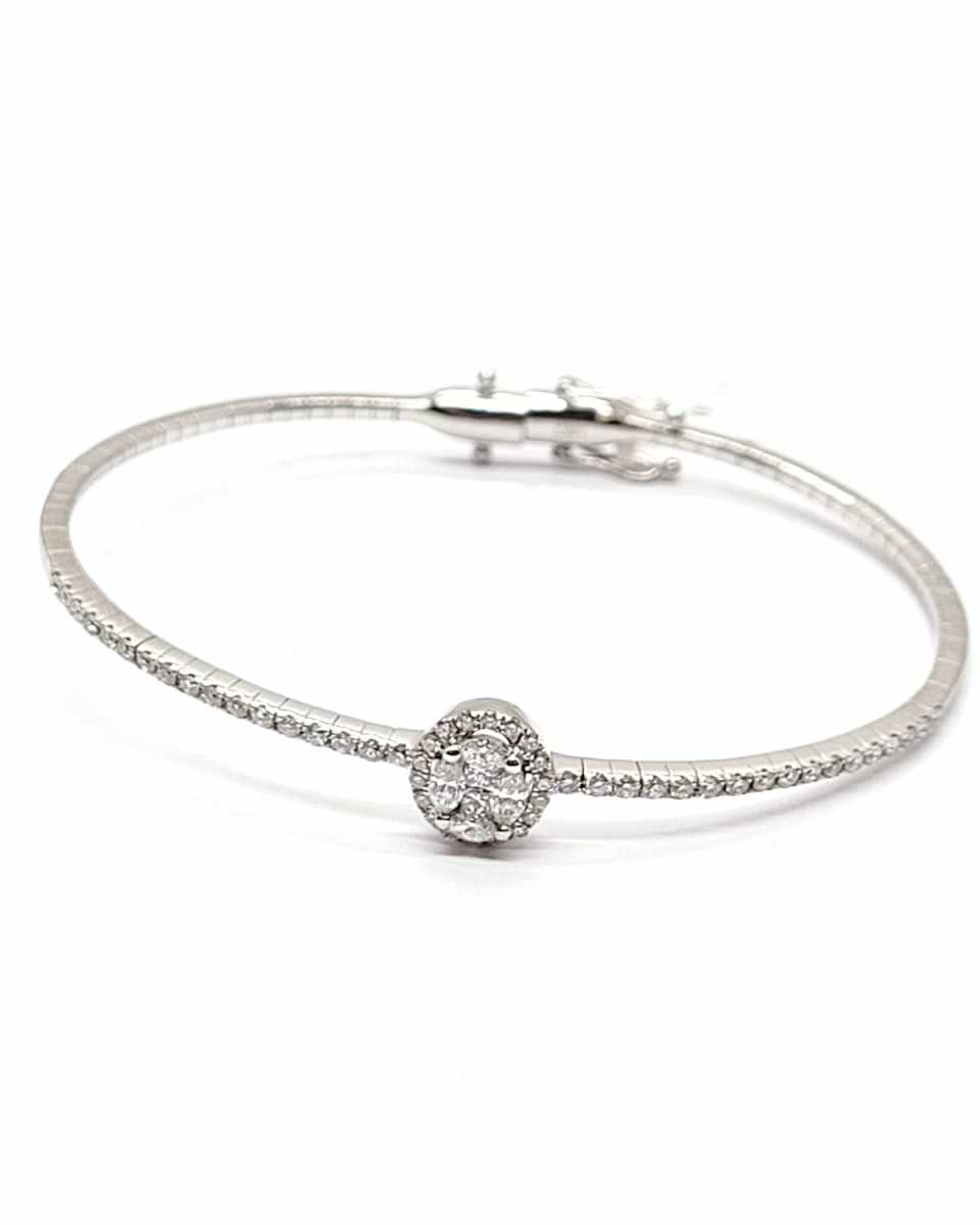 18K White Gold Diamond Bangle Bracelet